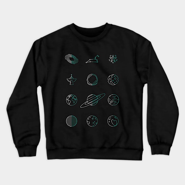 'Our Galaxy' Space Symbols Icons Crewneck Sweatshirt by BurchCreativeDesign